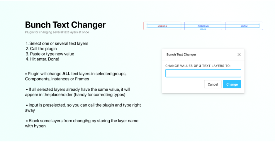 Плагин Bunch Text Changer для Figma