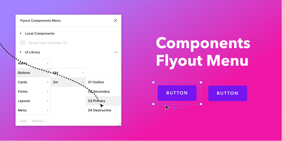 Плагин Components Flyout Menu для Figma