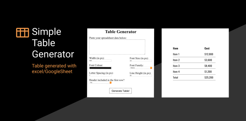 Плагин Simple Table Generator для Figma