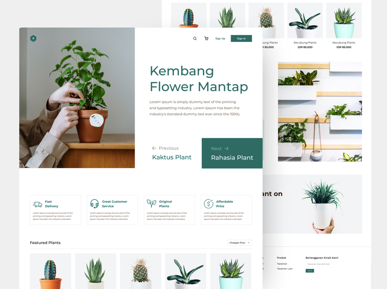 Шаблон онлайн-магазина растений для Figma